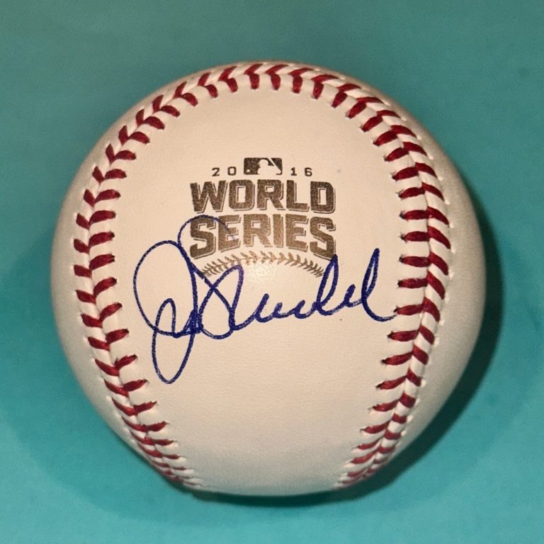 JOE MADDON (Cubs) Signed Official 2016 WORLD SERIES Baseball Beckett (BAS)