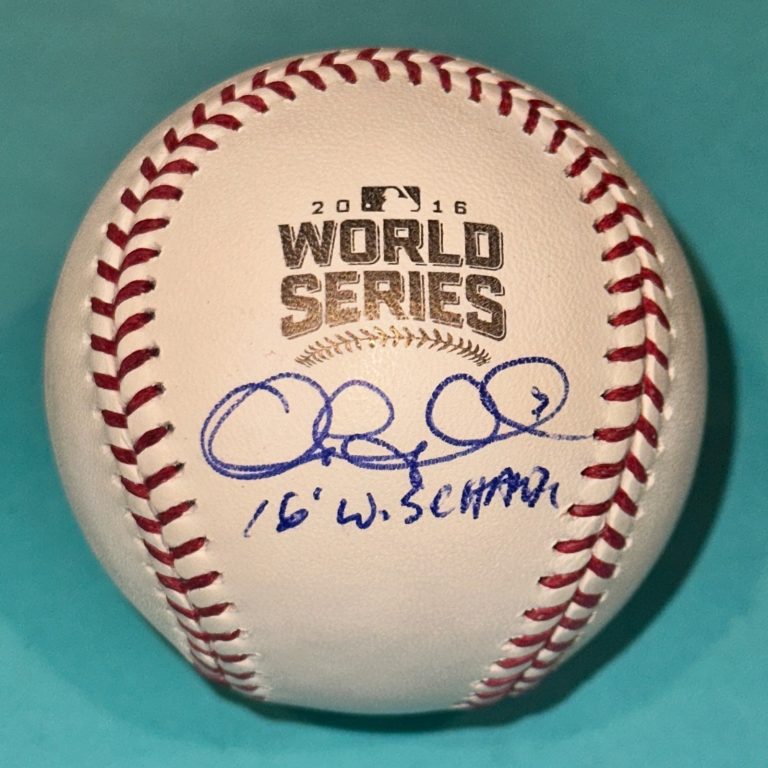 CHRIS COGHLAN (Cubs) Signed Official 2016 WORLD SERIES Baseball Beckett w/ INSC