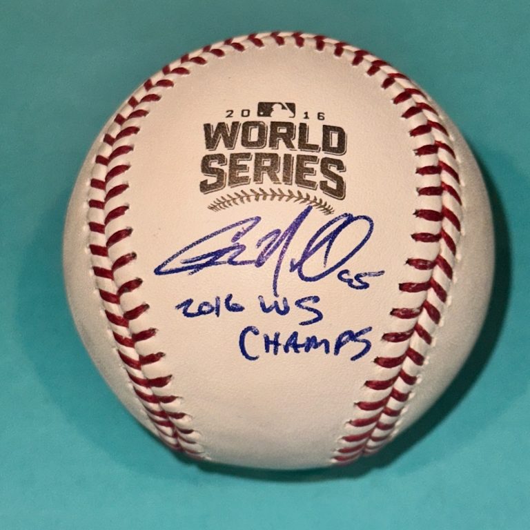 CHAD NOBLE (Cubs) Signed Official 2016 WORLD SERIES Baseball Beckett w/ INSC