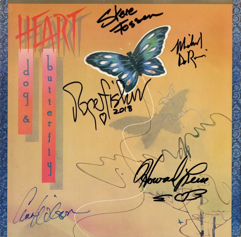 HEART Dof & Butterfly Record SIGNED ALL 6 ORIGINAL MEMBERS Ann Nancy Wilson ACOA