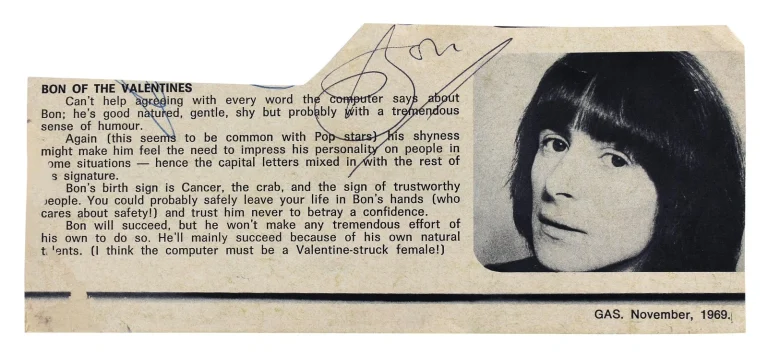 Bon Scott AC/DC Authentic Signed 3x6.75 Cut Signature Autographed JSA #BB39751