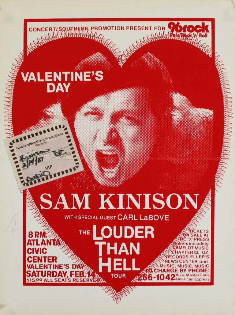 Sam Kinison Signed 14x19 Louder Than Hell Concert Promotion Poster BAS #AE06761