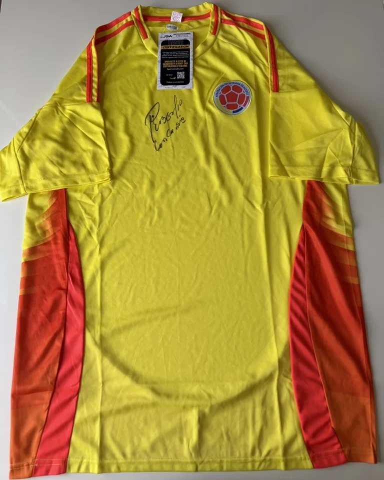 Carlos Pibe Valderrama Autographed Colombia Jersey Star JSA COA