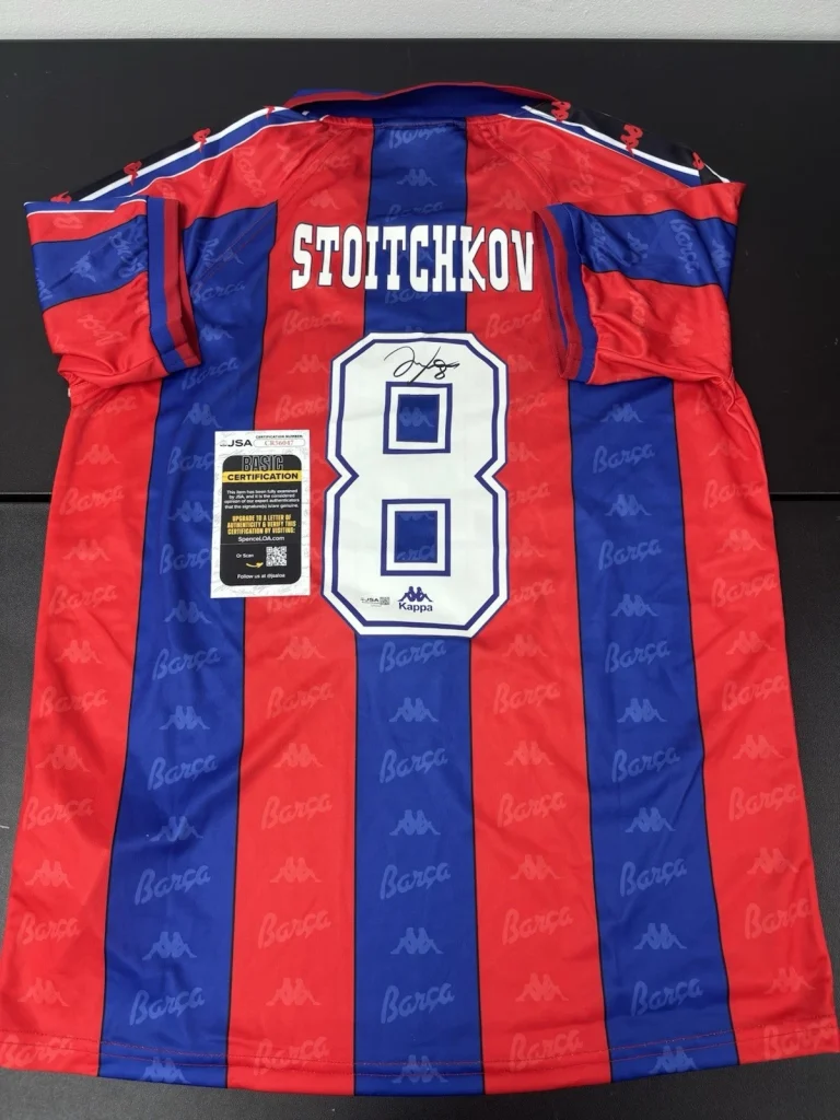 Hristo Stoichkov Signed FC Barcelona Jersey Bulgaria World Cup JSA Auth