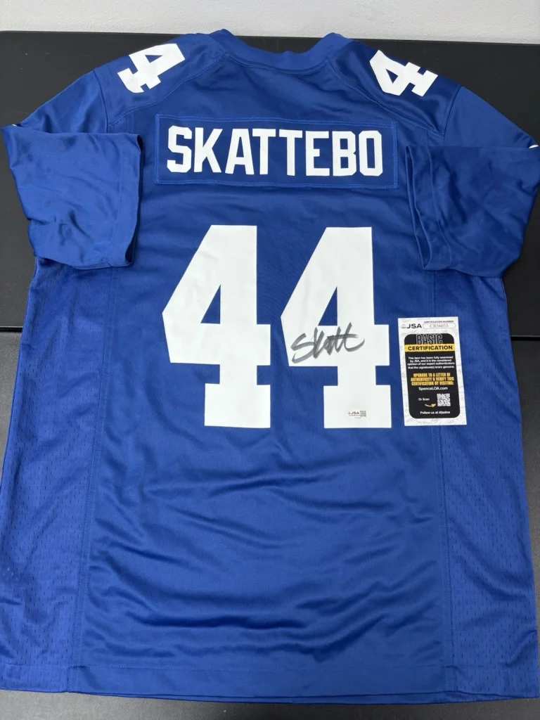 CAM SKATTEBO AUTOGRAPHED Authentic  NEW YORK GIANTS NFL JERSEY. JSA Coa. Beckett