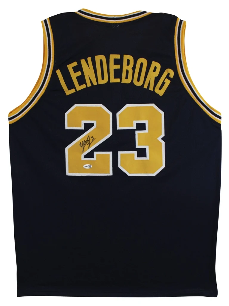 Michigan Yaxel Lendeborg Authentic Signed Navy Pro Style Jersey Autographed JSA