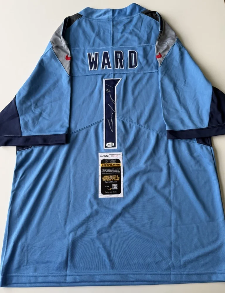 Cameron Ward Tennessee Titans Autographed Jersey NFL Star JSA COA