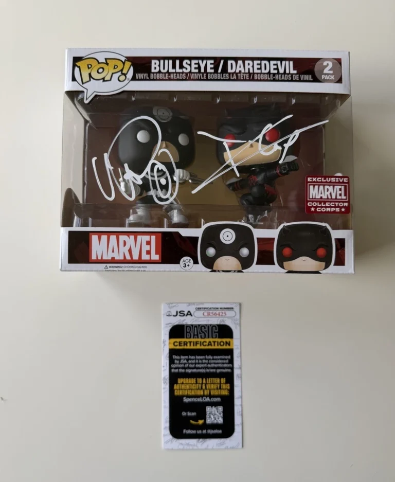 Charlie Cox and Wilson Bethel Autographed Daredevil & Bullseye Funko Pop JSA COA
