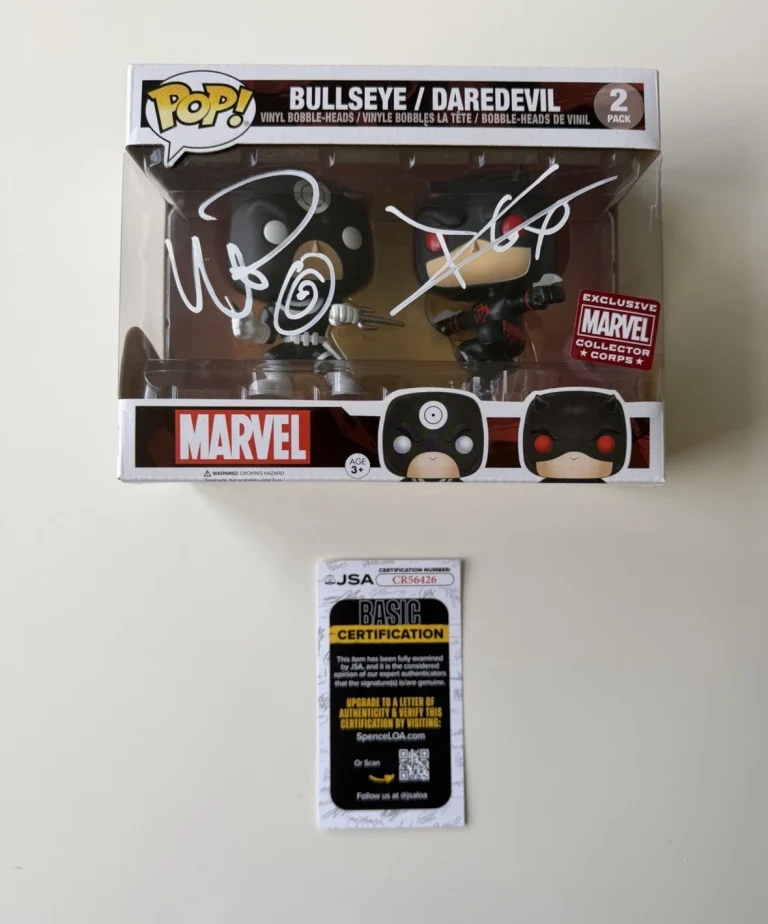 Charlie Cox and Wilson Bethel Autographed Daredevil & Bullseye Funko Pop JSA COA