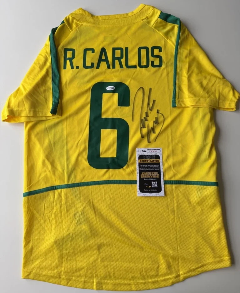 Roberto Carlos Brazil Autographed Jersey World Cup Star Fifa Legend JSA COA
