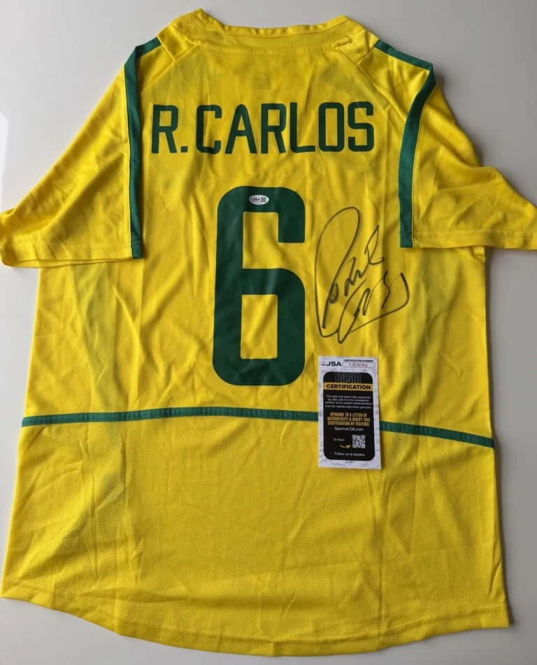 Roberto Carlos Brazil Autographed Jersey World Cup Star Fifa Legend JSA COA