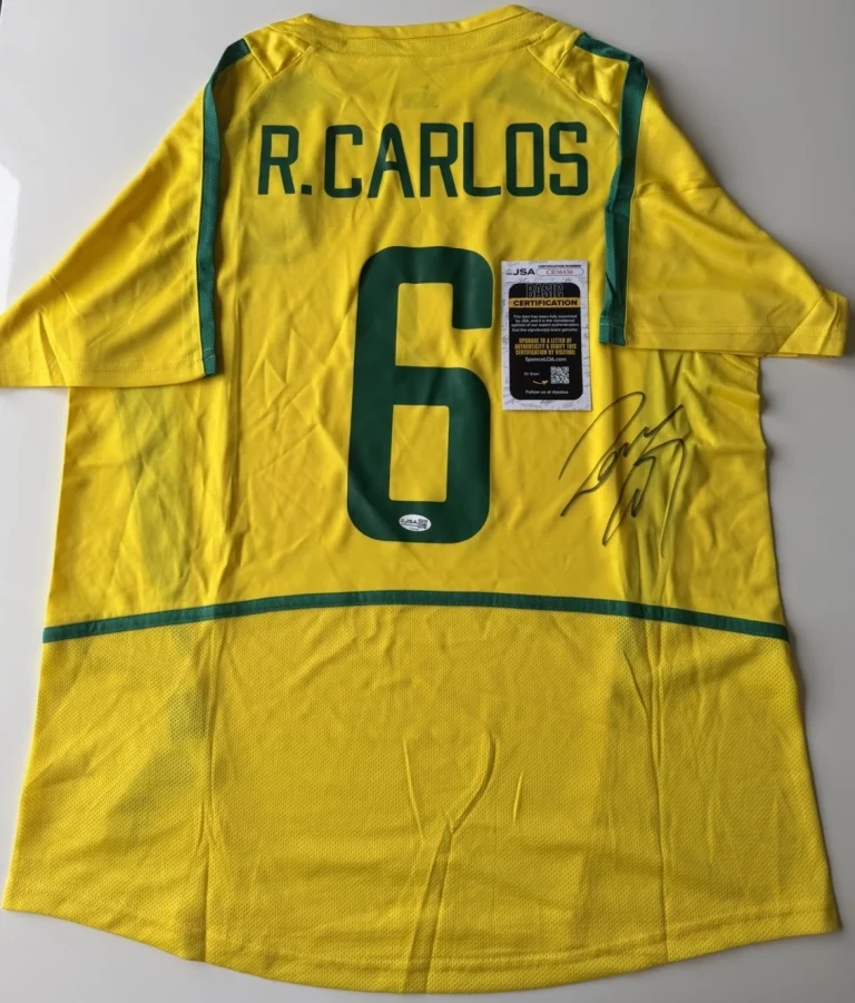 Roberto Carlos Brazil Autographed Jersey World Cup Star Fifa Legend JSA COA