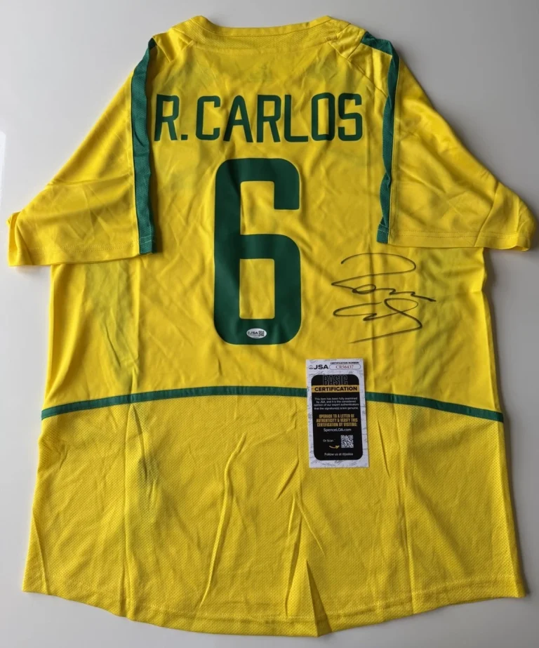Roberto Carlos Brazil Autographed Jersey World Cup Star Fifa Legend JSA COA