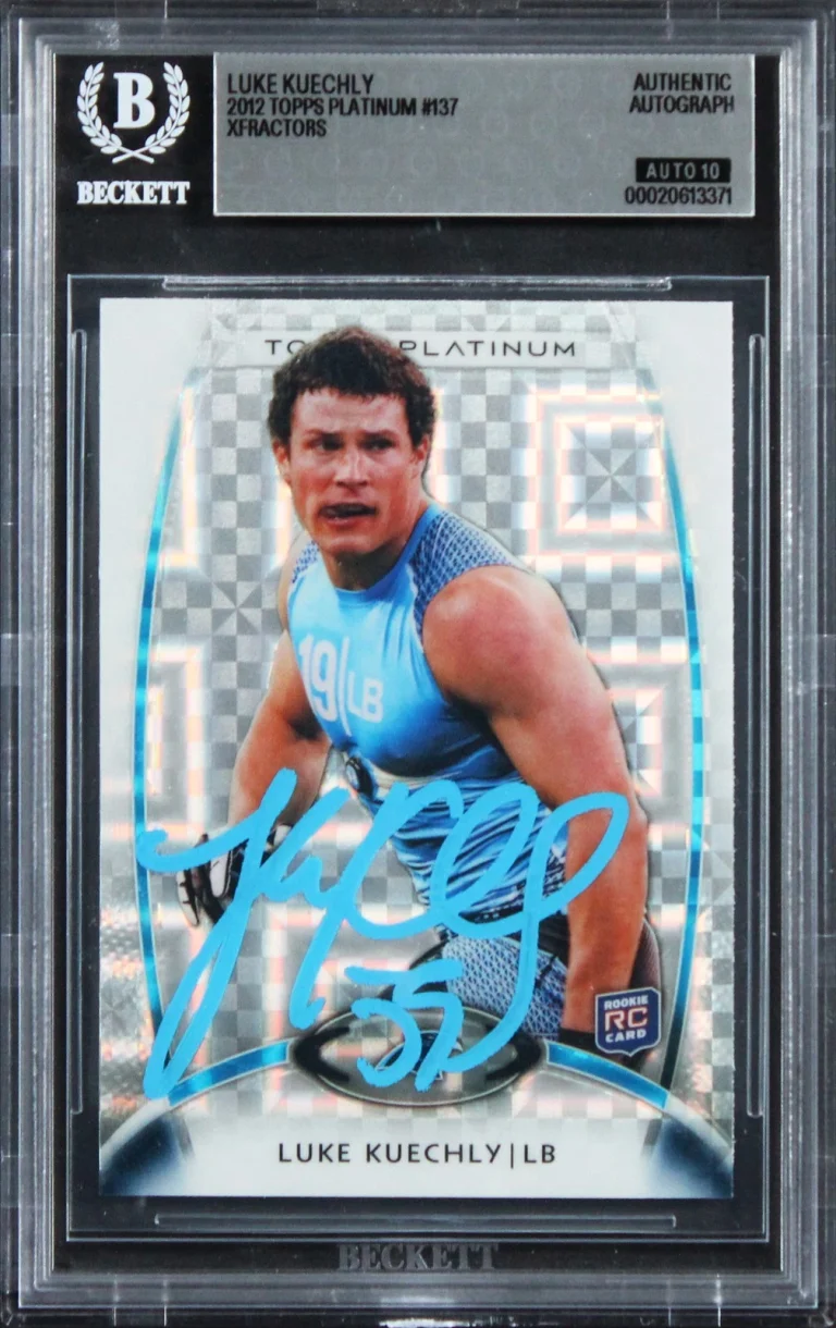 Luke Kuechly Signed 2012 Topps Platinum Xfractors #137 RC Card Auto 10! BAS Slab