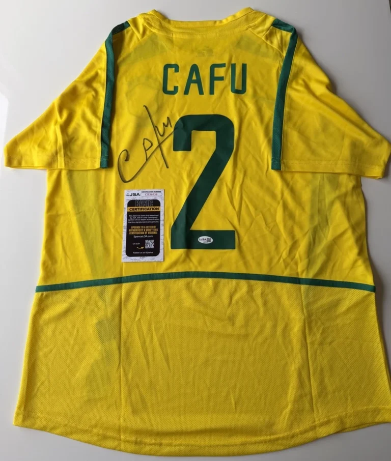 Cafu Brazil Autographed Jersey Fifa World Cup Soccer Star JSA COA