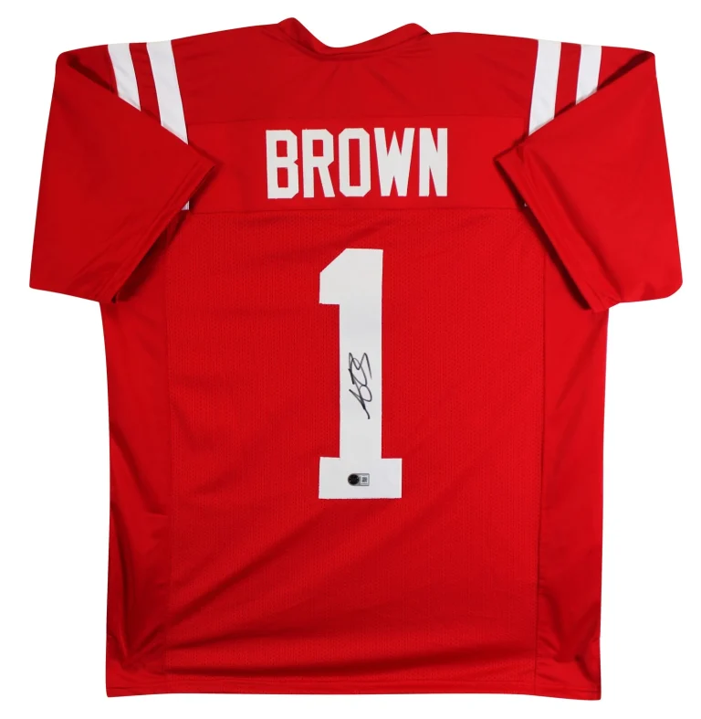 Ole Miss A.J. Brown Authentic Signed Red Pro Style Jersey BAS Witnessed