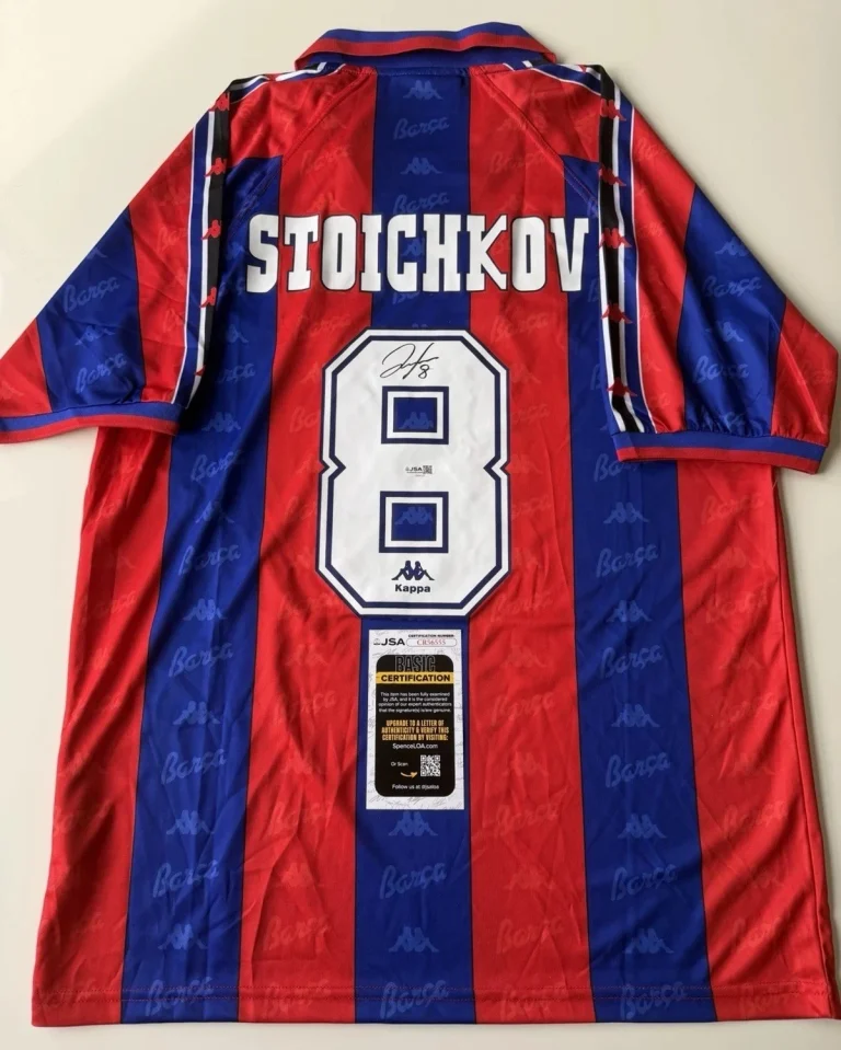Hristo Stoichkov FC Barcelona Autographed Jersey Bulgaria World Cup Star JSA COA