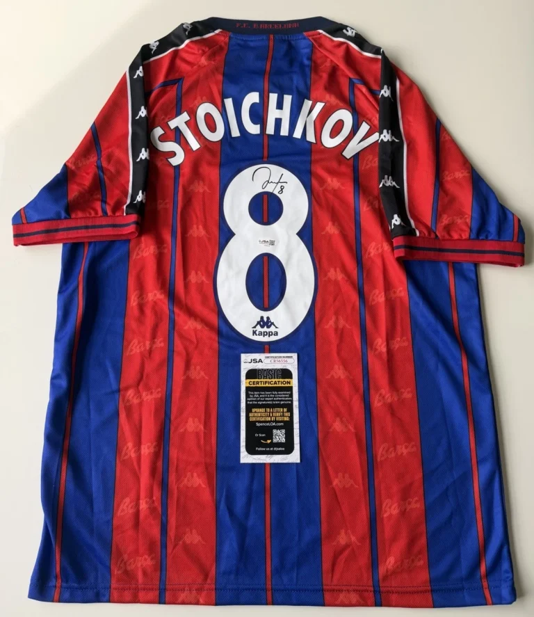 Hristo Stoichkov FC Barcelona Autographed Jersey Bulgaria World Cup Star JSA COA