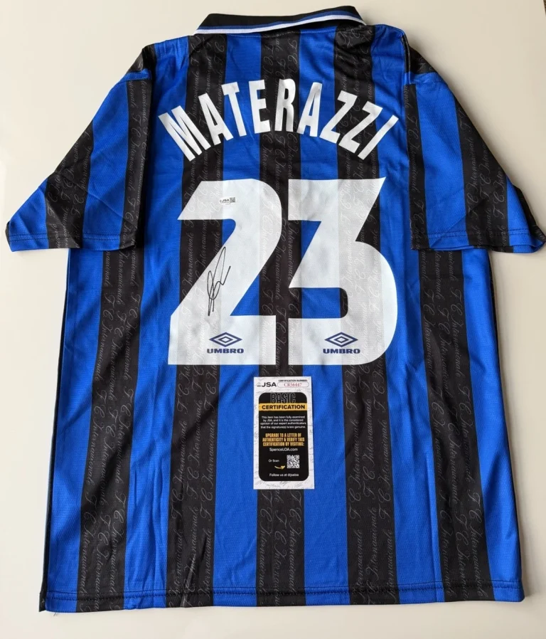 Marco Materazzi Autographed Inter Milan Jersey Italy World Cup Star JSA COA