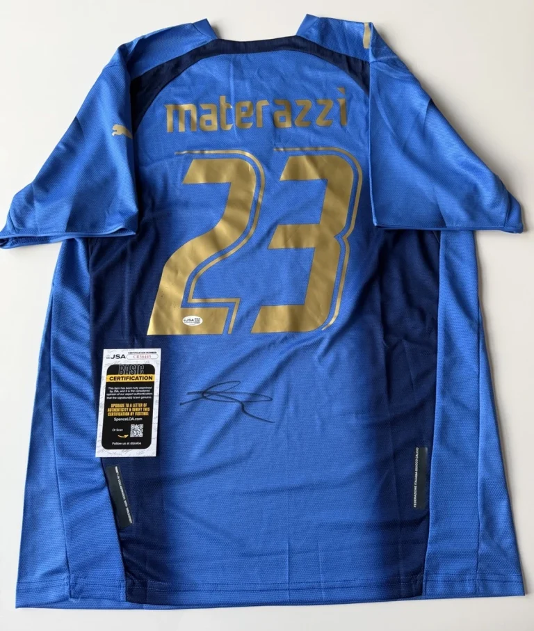 Marco Materazzi Autographed Italy Jersey World Cup Star Italia JSA COA