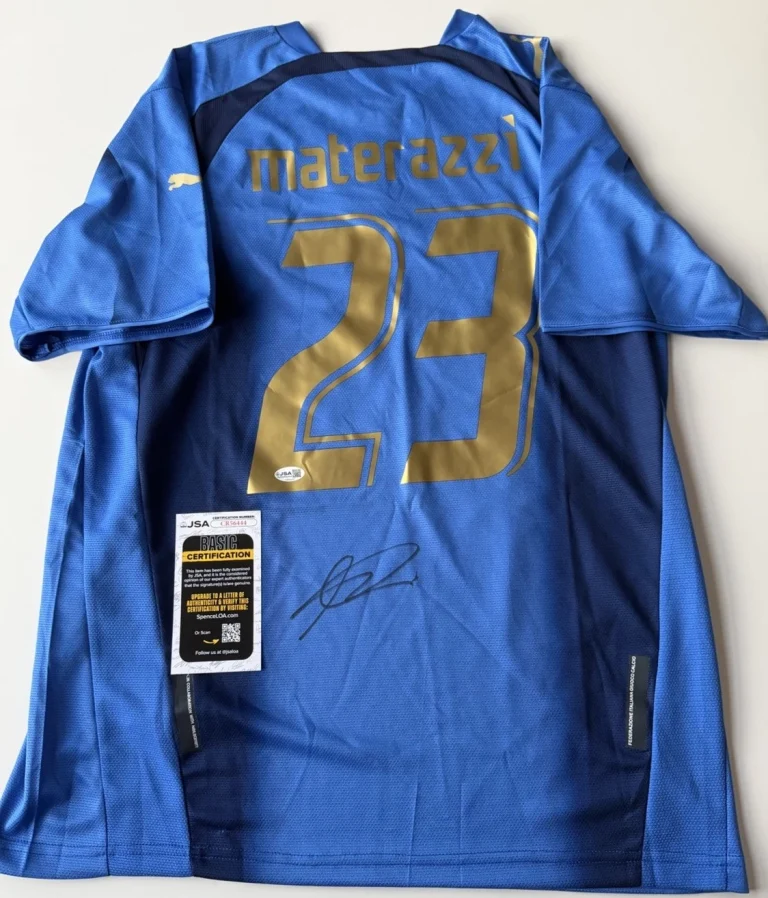 Marco Materazzi Autographed Italy Jersey World Cup Star Italia JSA COA