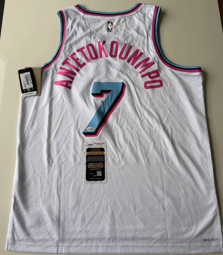 Giannis Antetokounmpo Miami Heat Autographed Authentic Swingman Jersey JSA COA