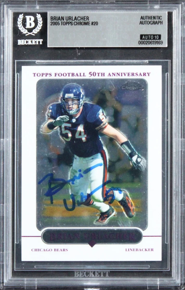 Bears Brian Urlacher Signed 2007 Bowman #199 Card Auto Grade GM 10! BAS Slabbed