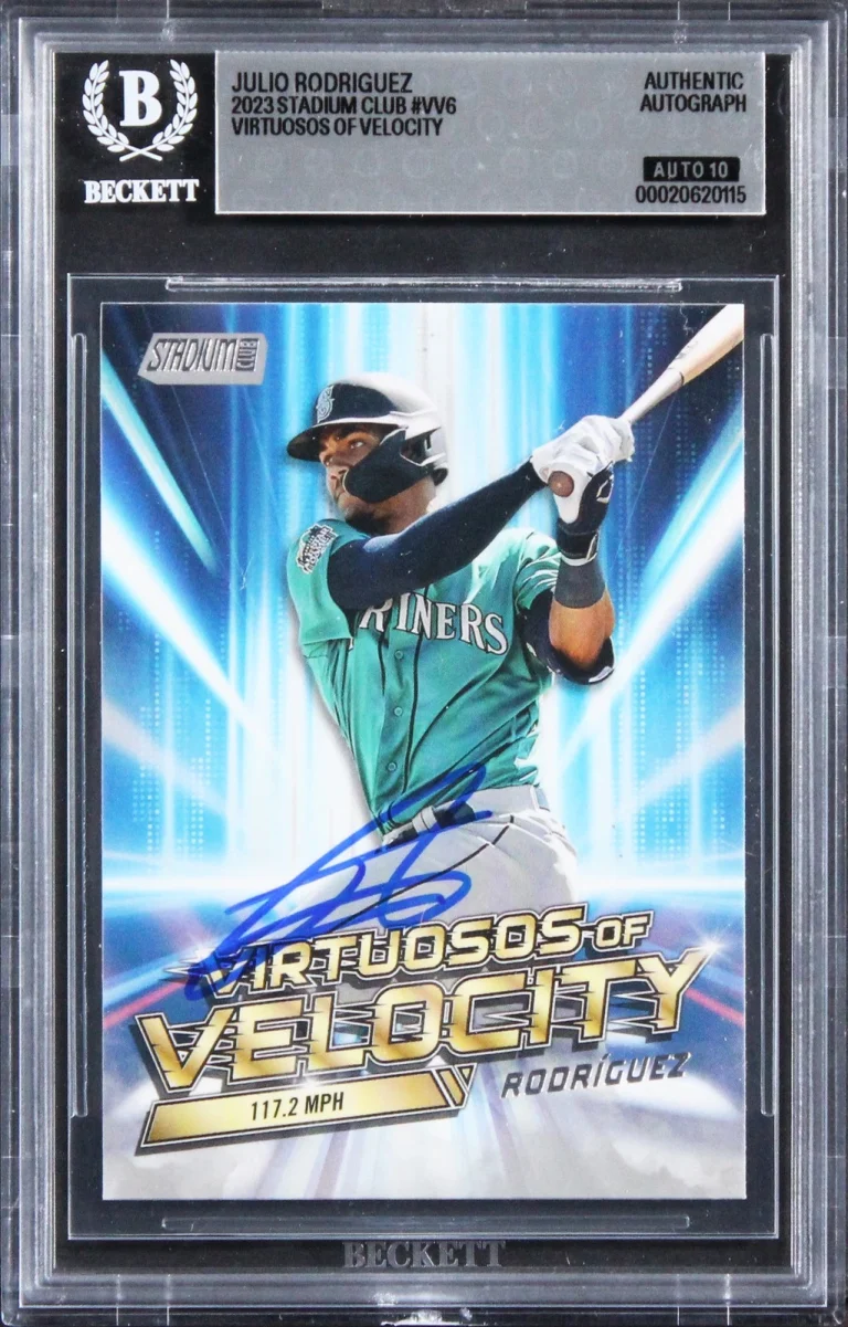 Mariners Julio Rodriguez Signed 2023 Stadium Club #VV6 Card Auto 10! BAS Slabbed