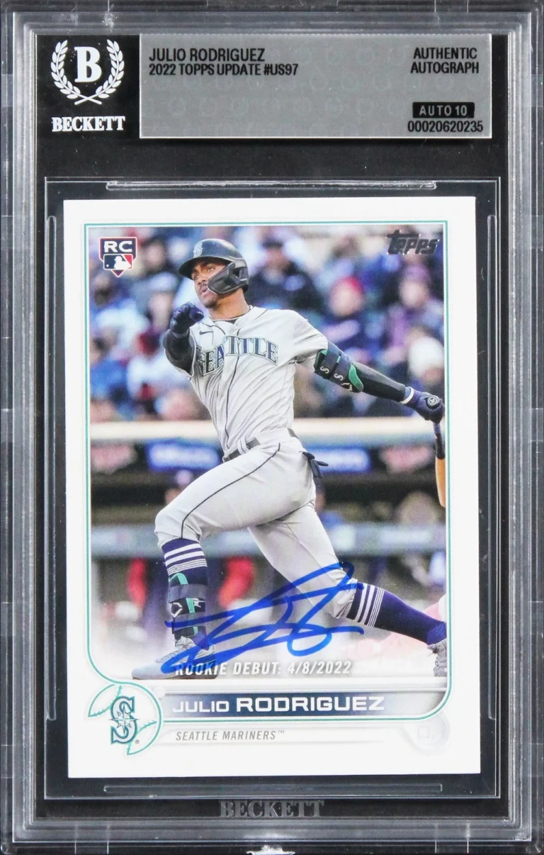 Mariners Julio Rodriguez Signed 2022 Topps Update #US97 Card Auto 10! BAS Slab