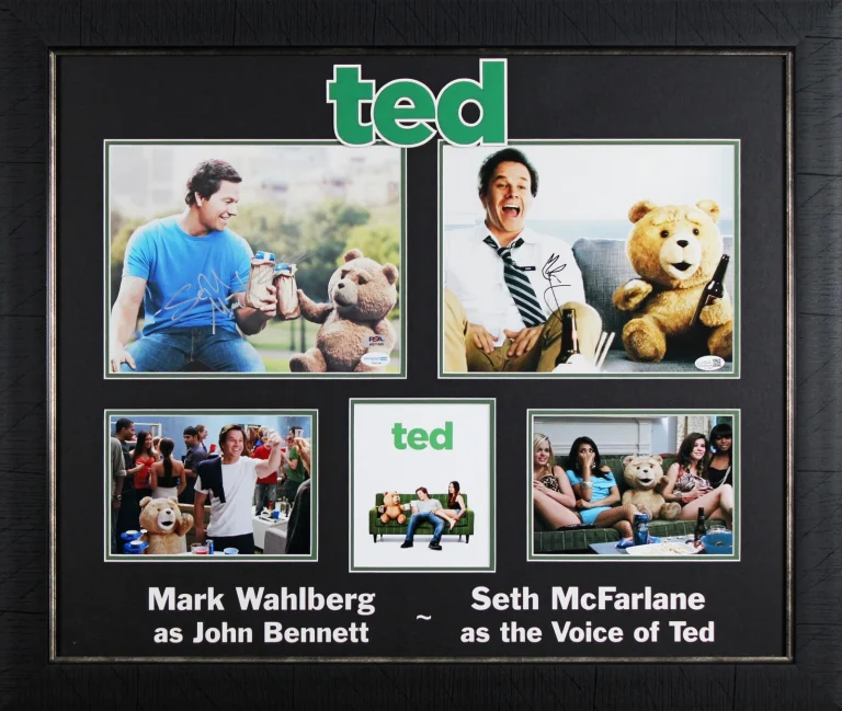 Mark Wahlberg & Seth McFarlane Ted Authentic Signed 8x10 Framed Photo PSA JSA
