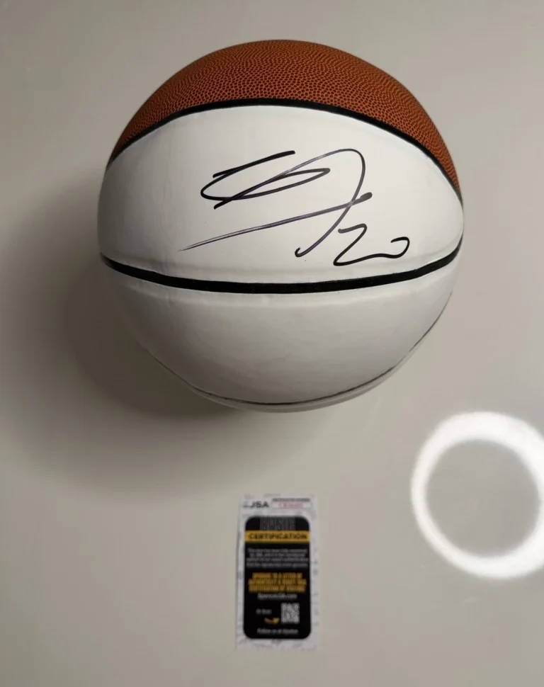 Manu Ginobili San Antonio Spurs Autographed White Panel Basketball NBA JSA COA