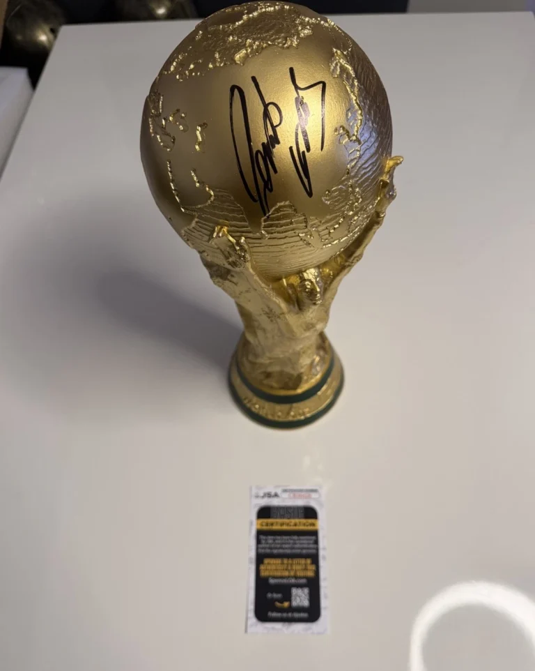 Roberto Carlos Autographed FIFA World Cup Trophy 14.6 Inches Brasil Rare JSA COA