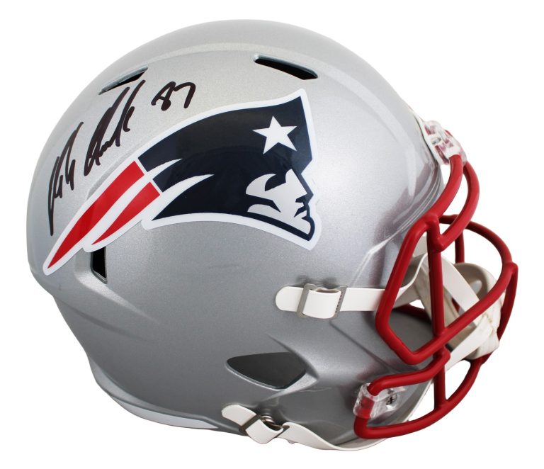 Patriots Rob Gronkowski Signed Full Size Speed Rep Helmet BAS Witnessed