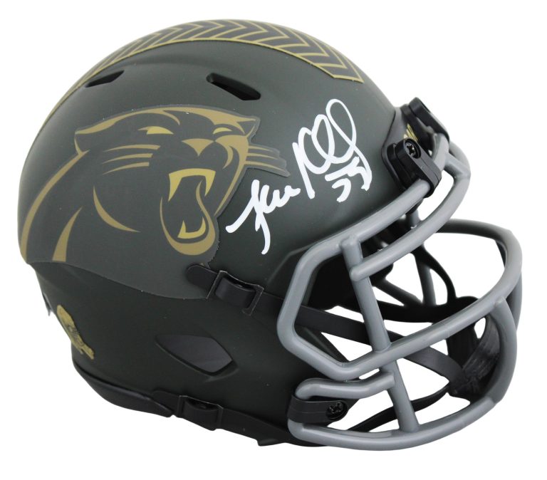 Panthers Luke Kuechly Signed Salute To Service IV Speed Mini Helmet BAS Witness