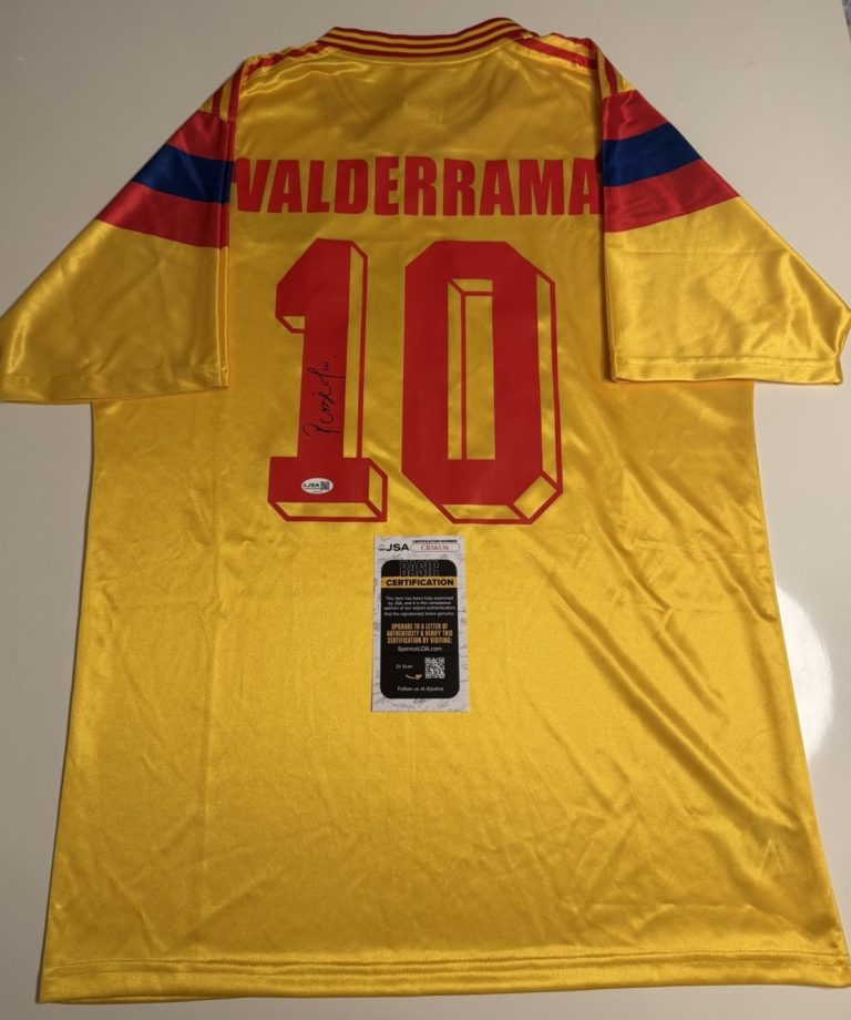 Carlos Pibe Valderrama Autographed Colombia Soccer Jersey Rare JSA COA