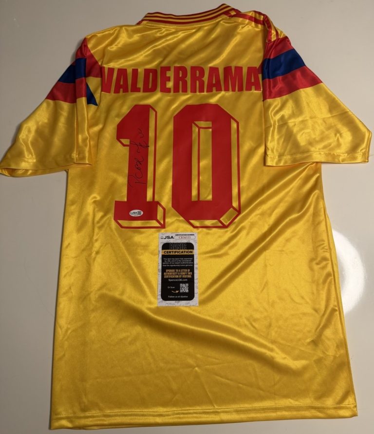 Carlos Pibe Valderrama Autographed Colombia Soccer Jersey Rare JSA COA
