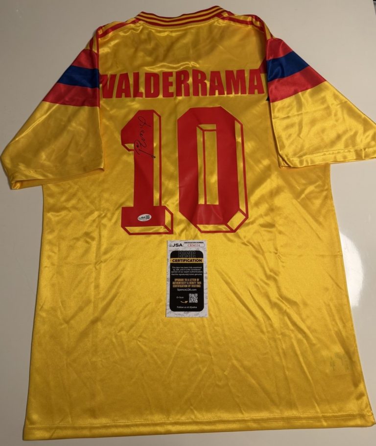 Carlos Pibe Valderrama Autographed Colombia Soccer Jersey Rare JSA COA