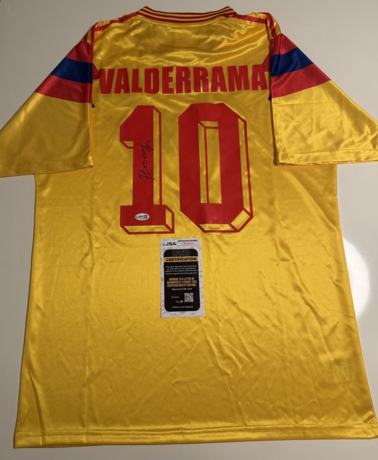 Carlos Pibe Valderrama Autographed Colombia Soccer Jersey Rare JSA COA