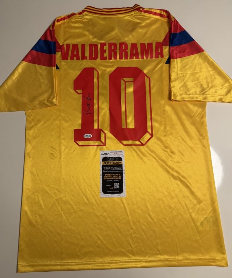 Carlos Pibe Valderrama Autographed Colombia Soccer Jersey Rare JSA COA