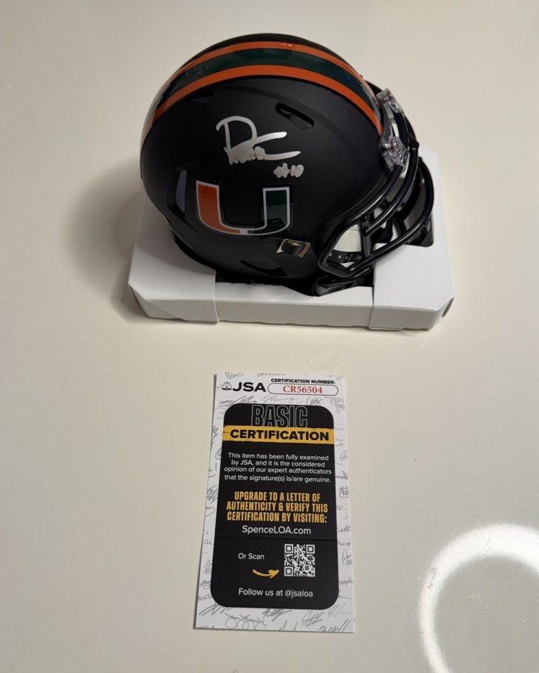 Darian Mensah Miami Hurricanes Autographed Mini Helmet Star JSA COA