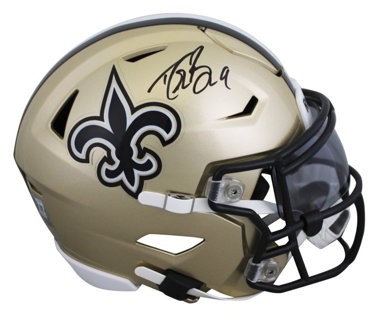 Saints Drew Brees Authentic Signed Flex Midi Replica Mid Size Helmet BAS Witness