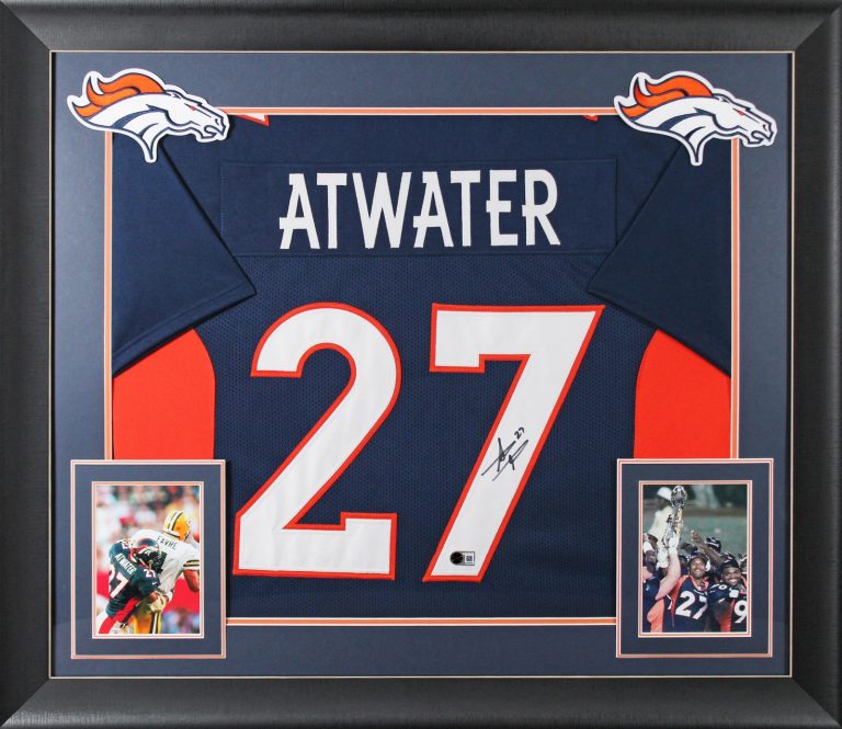 Steve Atwater Authentic Signed Navy Pro Style Framed Jersey BAS Witnessed 2