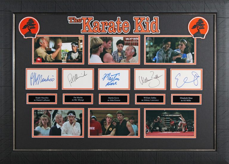 The Karate Kid (5) Morita, Macchio, Zabka, Shue & Kove Signed Framed Display BAS