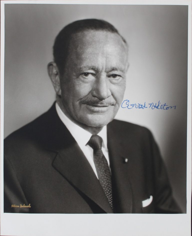 Conrad Hilton Hilton Hotel Founder Authentic Signed 8x10 B&W Photo BAS #AD04270