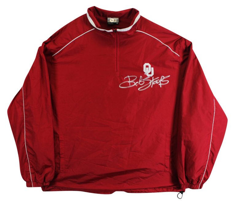 Oklahoma Bob Stoops Authentic Signed Maroon Windbreaker BAS Witnessed #2W701837