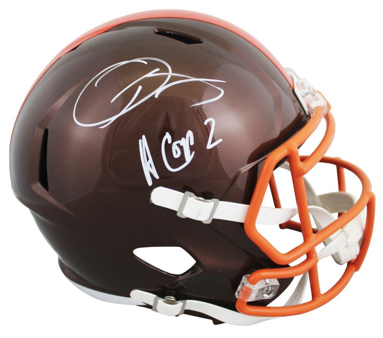 Browns Odell Beckham & Amari Cooper Signed Flash Full Size Speed Rep Helmet BAS
