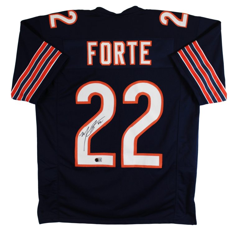 Matt Forte Authentic Signed Navy Pro Style Jersey Autographed BAS Witnessed