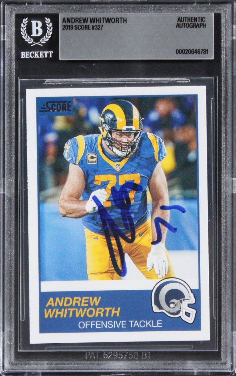 Rams Andrew Whitworth Authentic Signed 2019 Score #327 Card BAS Slabbed