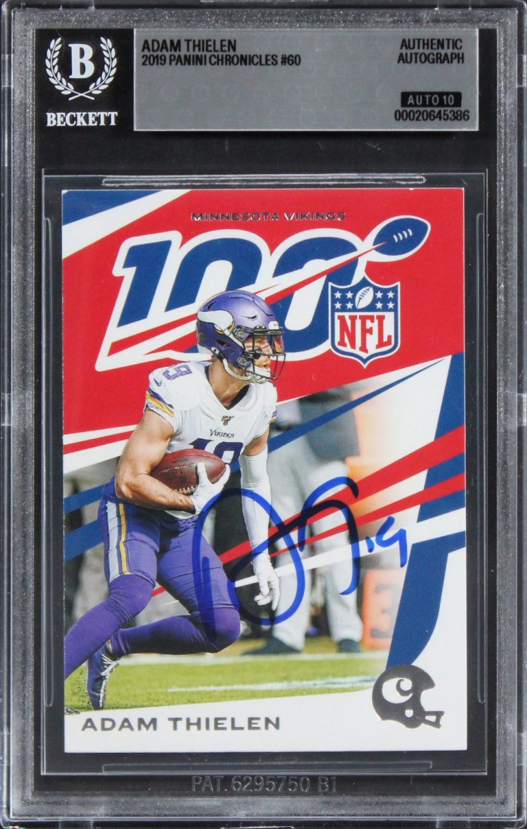 Vikings Adam Thielen Signed 2019 Panini Chronicles #60 Card Auto GM 10! BAS Slab