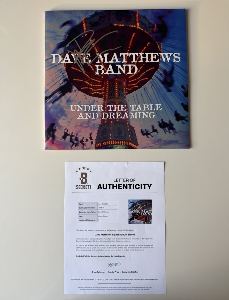 Dave Matthews Autographed “Under The Table and Dreaming” Vinyl Band Beckett LOA